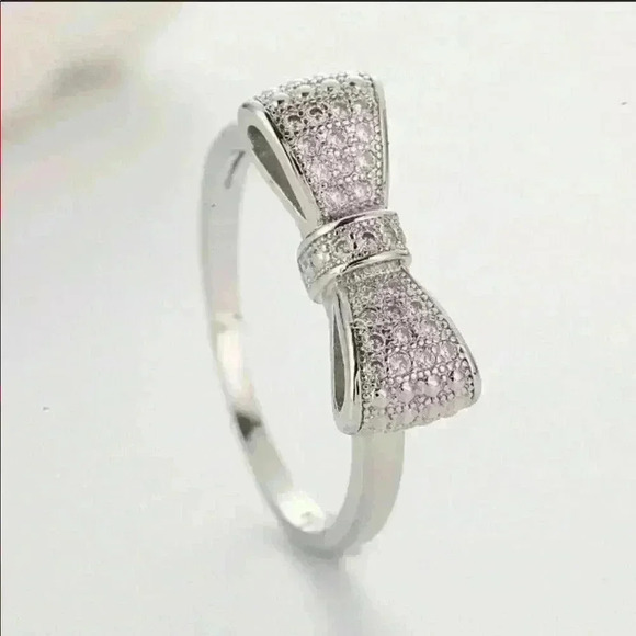 Sterling Silver Diamond Milgrain Bow Ring - Picture 8 of 11